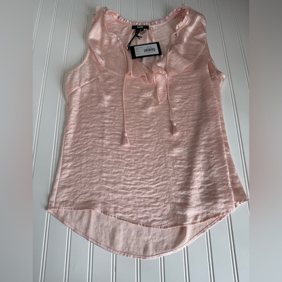 Paige Women’s Alma Top Blouse Small Split Neck Ruffle Sleeveless Pink NEW. 1118 - Picture 4 of 4